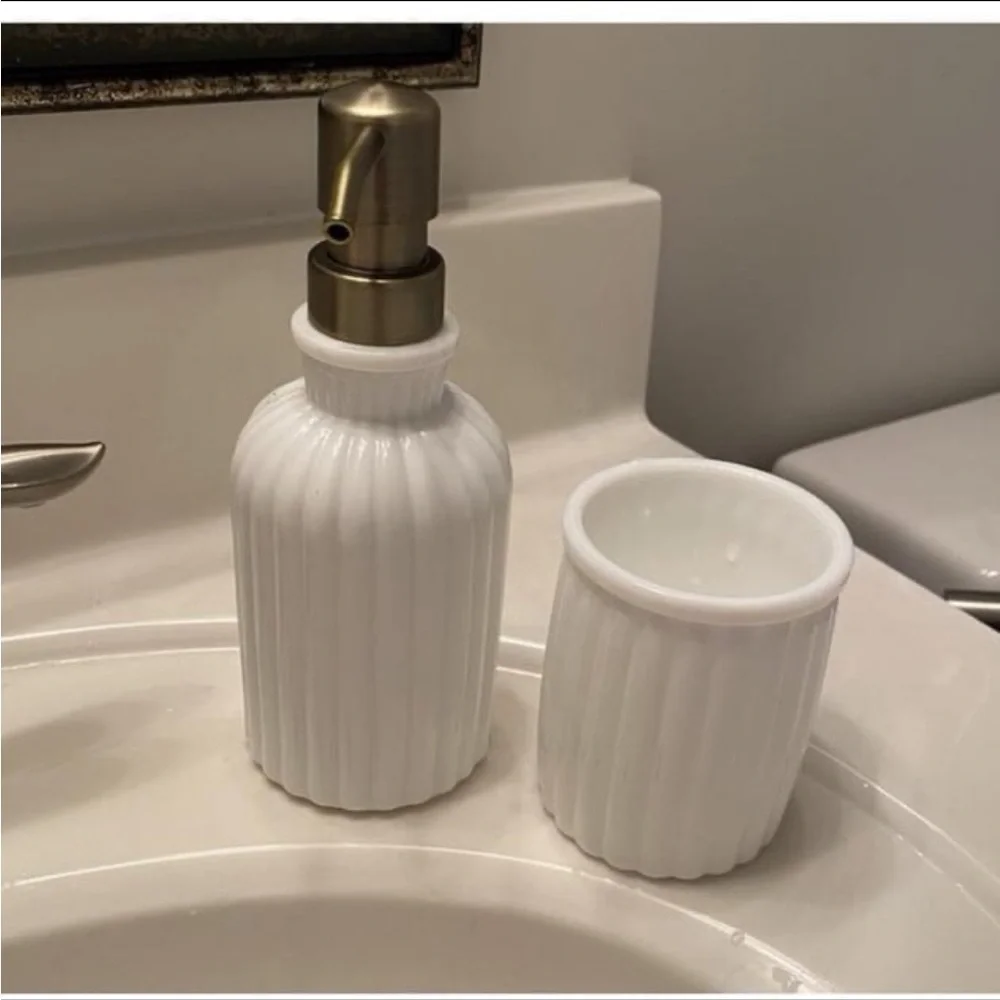 Ribbed Milk Glass Bathroom Tumbler White-Hearth & Hand with Magnolia